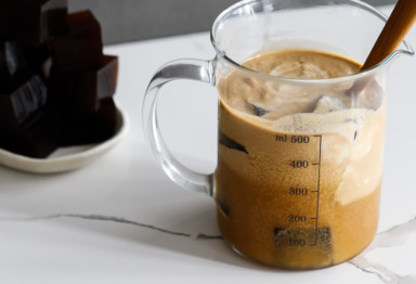 Layered keto coffee jelly