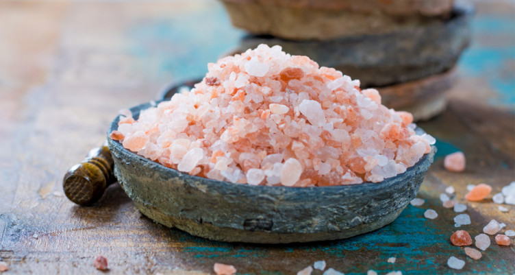 dish of pink salt, which contains essential electrolytes
