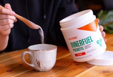 Woman pouring InnerFuel into mug