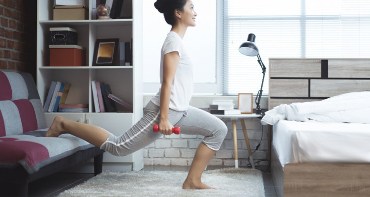 Woman working out at home