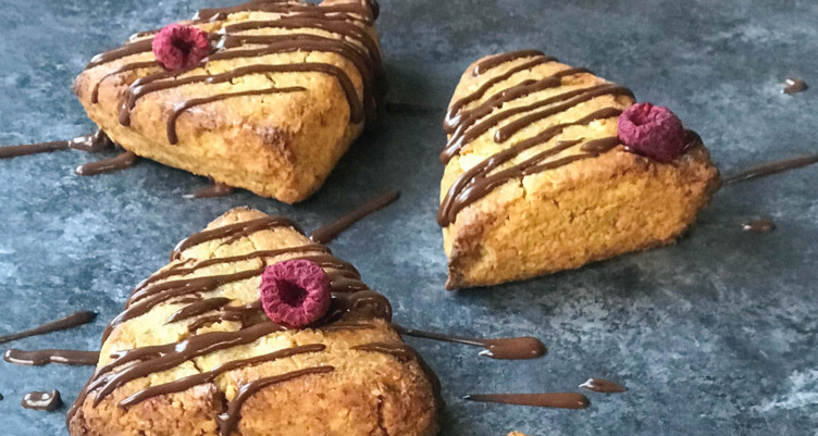 Paleo pumpkin scones with chocolate drizzle