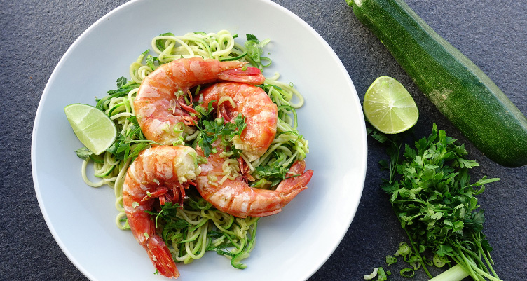 Keto shrimp scampi with noodles