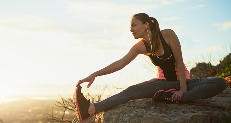 Woman stretching outside