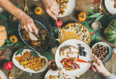 Thanksgiving spread on table