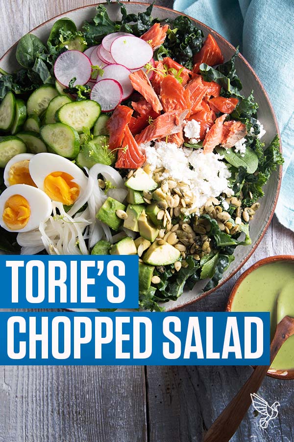 Colorful chopped salad in bowl