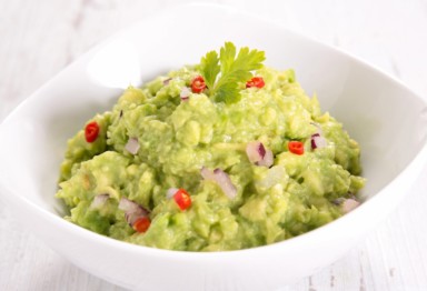 Bowl of homemade guacamole