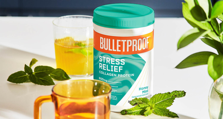 Bulletproof Stress Relief Collagen Protein used to make a drink.