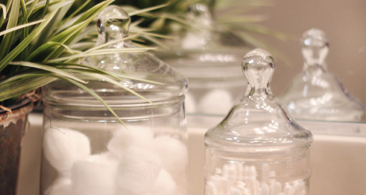 Jars of cotton balls