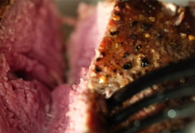 Closeup of seared steak