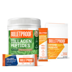 Bulletproof Collagen Protein products including packets, collagen bar and collagen peptides