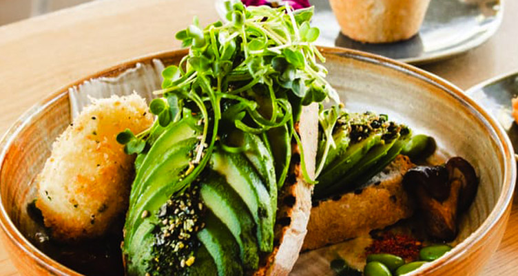 Colorful vegetables and protein in bowl