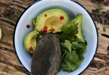 Bowl of stone smashed guacamole