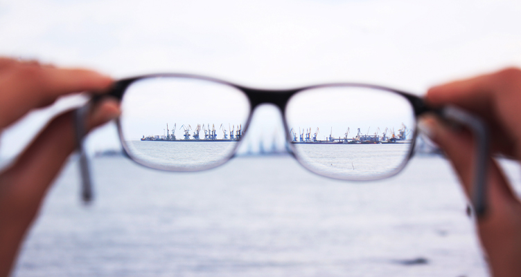 Looking through eyeglasses