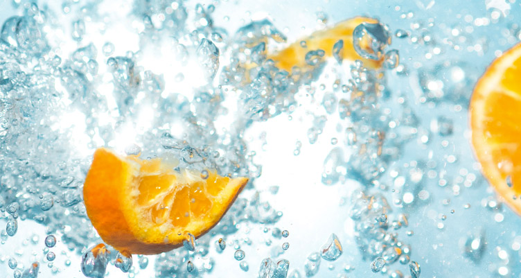 Orange slices in water