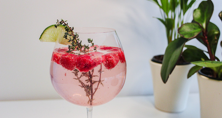 Keto Raspberry Thyme Gin Fizz