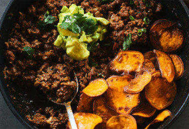 Paleo sweet potato nachos with guacamole