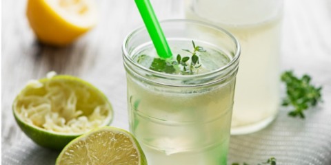 Glass of ginger mint green tea cooler
