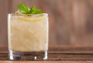 Vodka cocktail in glass with mint