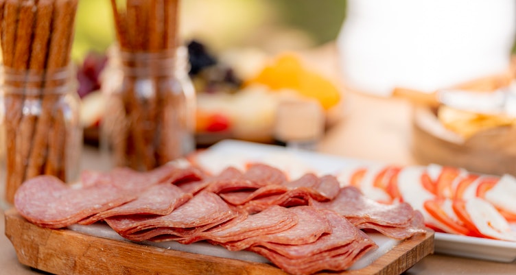 Salami on cutting board
