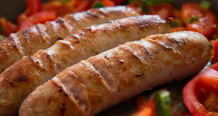 Closeup of grilled sausages