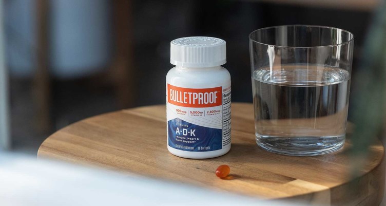 A bottle of Bulletproof Vitamins A-D-K