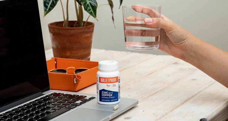 Bulletproof zinc with Copper on desk