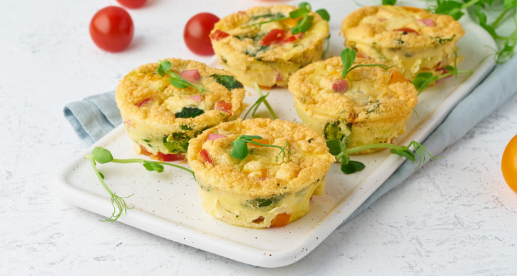 A plate of muffin-shaped egg cups