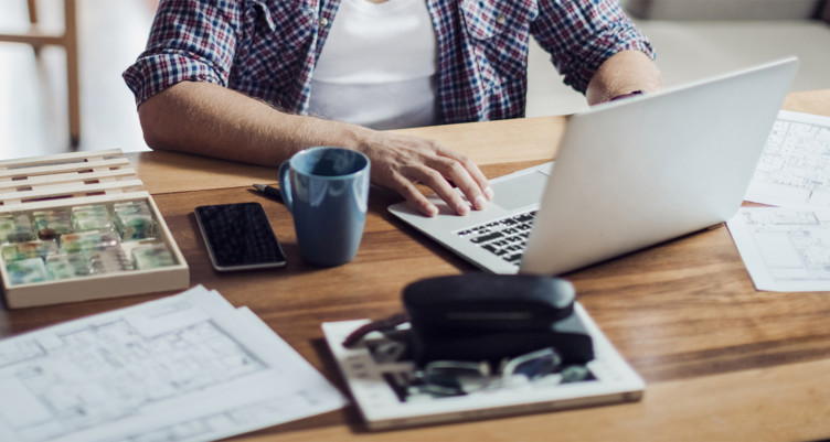 A man working from home