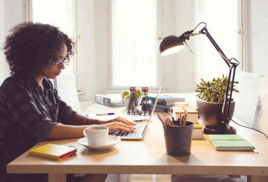 Woman working at home