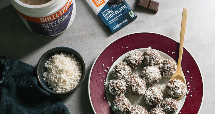 An overhead photo of Bulletproof no-bake protein brownie bites