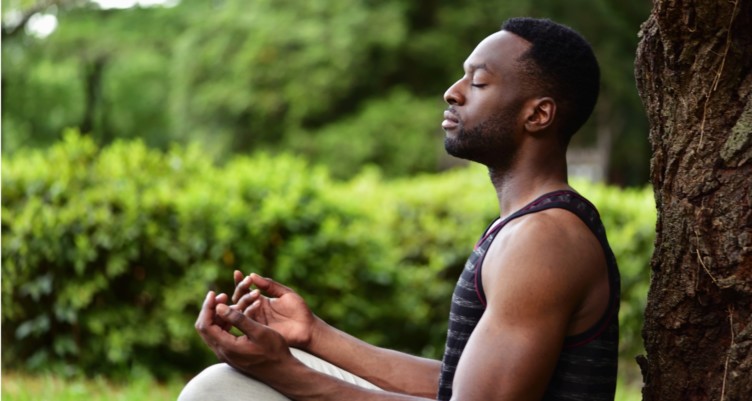 A black man forest bathing