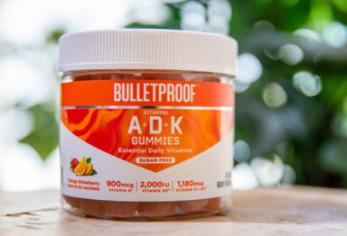 A jar of Bulletproof Vitamins A+D+K Gummies