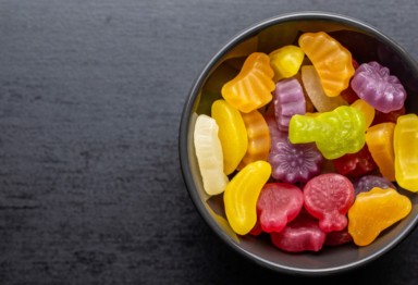 A bowl of gummy vitamins