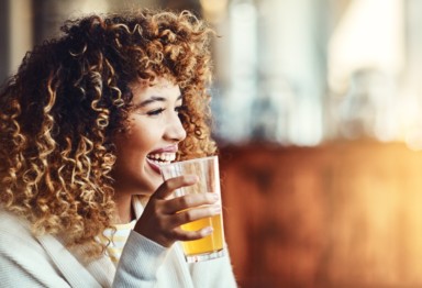 Woman drinking beer