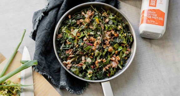 Southern-style collard greens with Brain Octane Oil and Collagen Protein