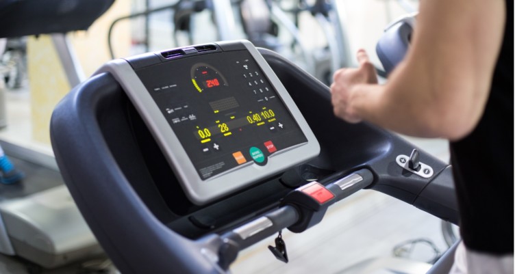 The screen on a treadmill