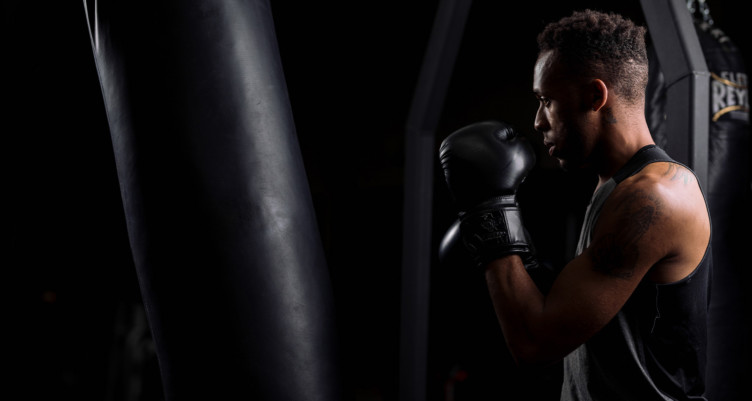 A Black man boxing