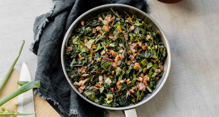 pan filled with Southern-style collard greens