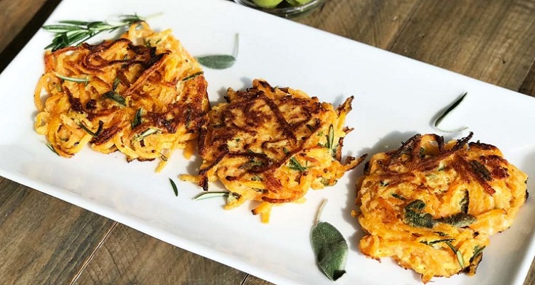 A plate of butternut squash fritters