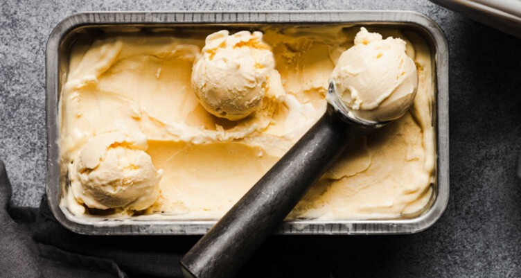 A fresh batch of Bulletproof coconut ice cream with a scooper