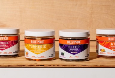 Four jars of Bulletproof Gummy Vitamins