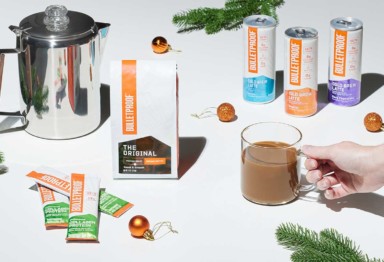 Bulletproof Coffee, Cold Brew Latte cans and Collagen Protein Packets