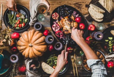 Festive table for holiday meal