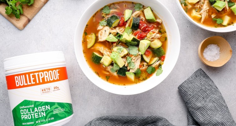 Paleo chicken taco soup made with Bulletproof Unflavored Collagen Protein.