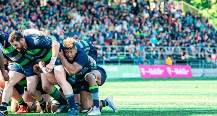 A group of men playing rugby