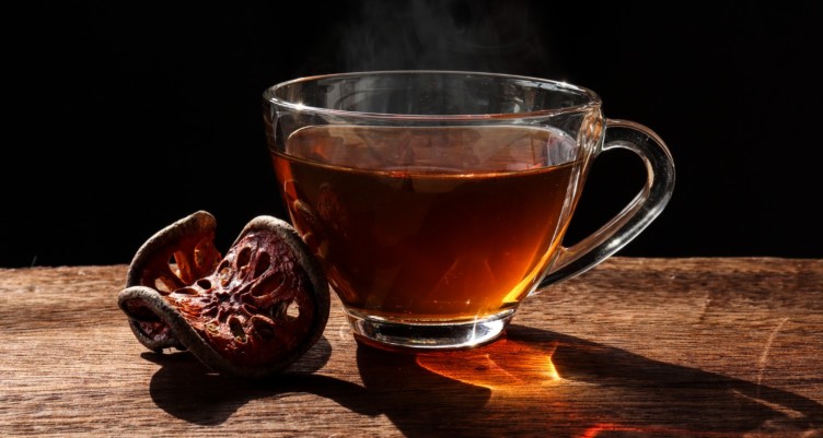 Tea made with adaptogenic mushroom.