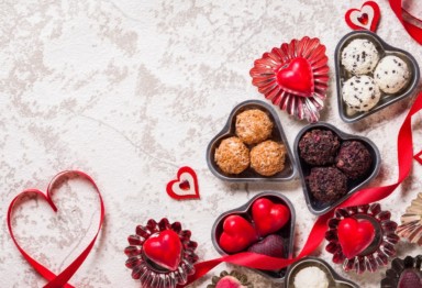 Valentine's day truffles and assorted sweets.