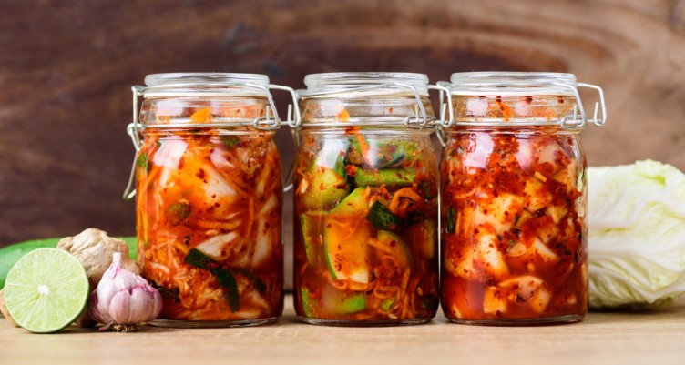 Three jars of kimchi