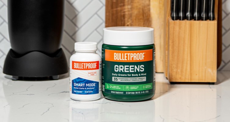 Bulletproof Smart Mode and Bulletproof Greens on a counter