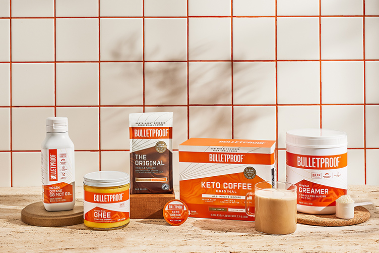 Products needed to make the bulletproof coffee recipe